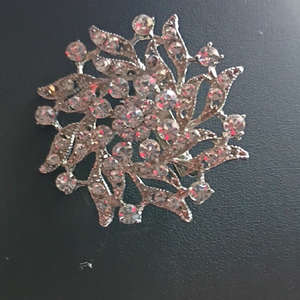 Elegant Silver Crystal Brooch
